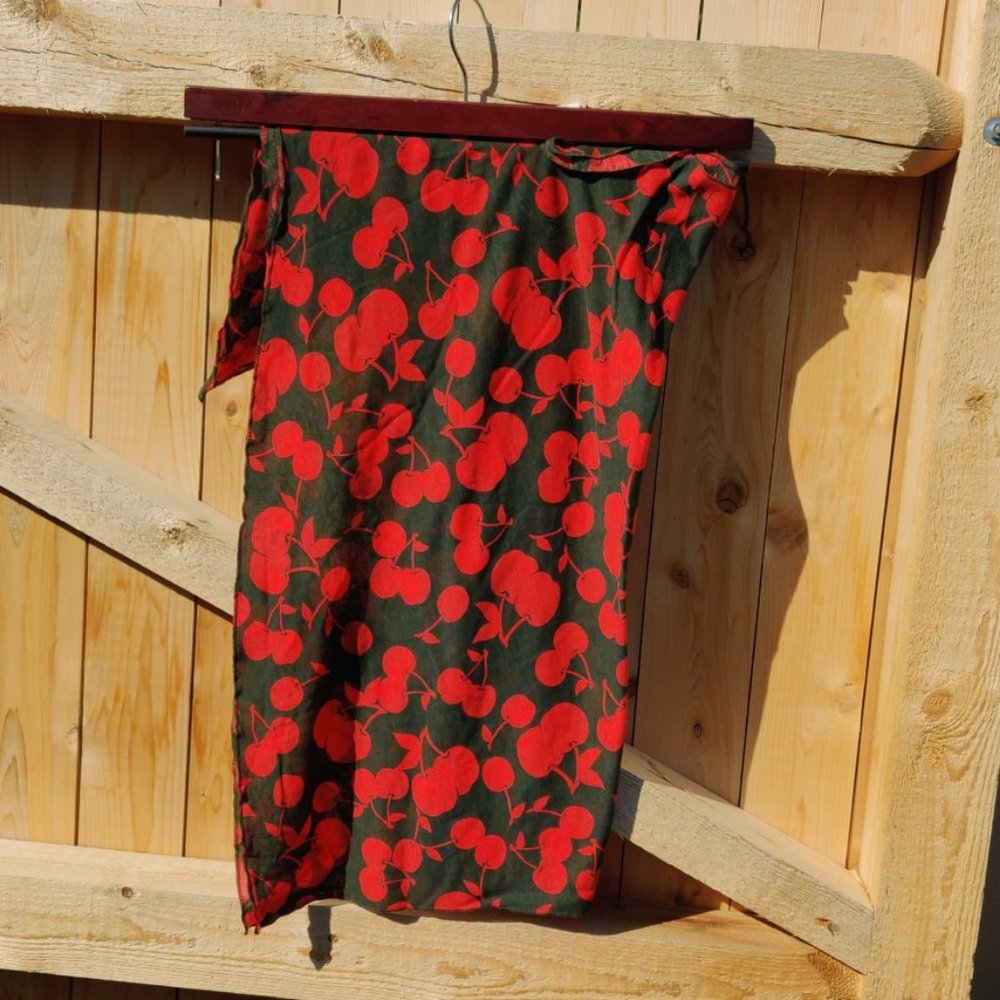 Vintage Athena "Pick Your Fit" Summer Bathingsuit  Wrap Scarf Cherries Cherry